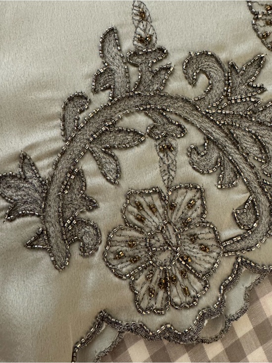 Zara Embroidered Mini Dress Pearl Gray XS Beaded V-Neck - Picture 15 of 15